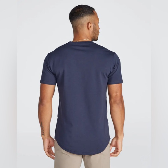 BYLT Drop-Cut V-Neck Deep Navy Blue Tee Shirt Short Sleeve - Picture 2 of 12